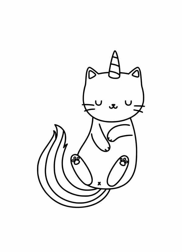 Кот Единорог раскраска