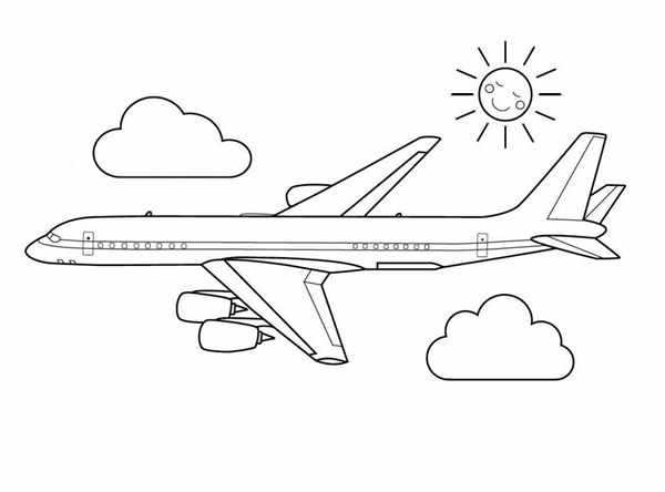 Раскраска Аэробус A320 Волшебство Линий в Облаках