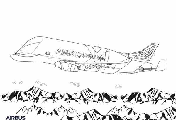 Раскраска Аэробус A320 Волшебство Линий в Облаках