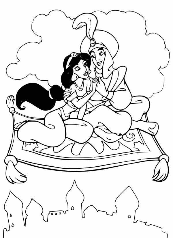 Алладин мультфильм раскраска