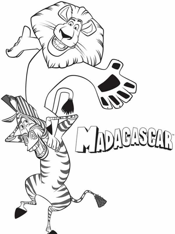 Лев Алекс Мадагаскар раскраска