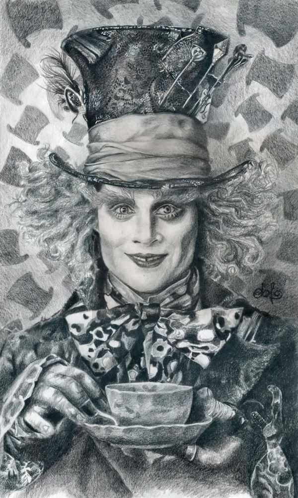 Шляпник рисунок карандашом