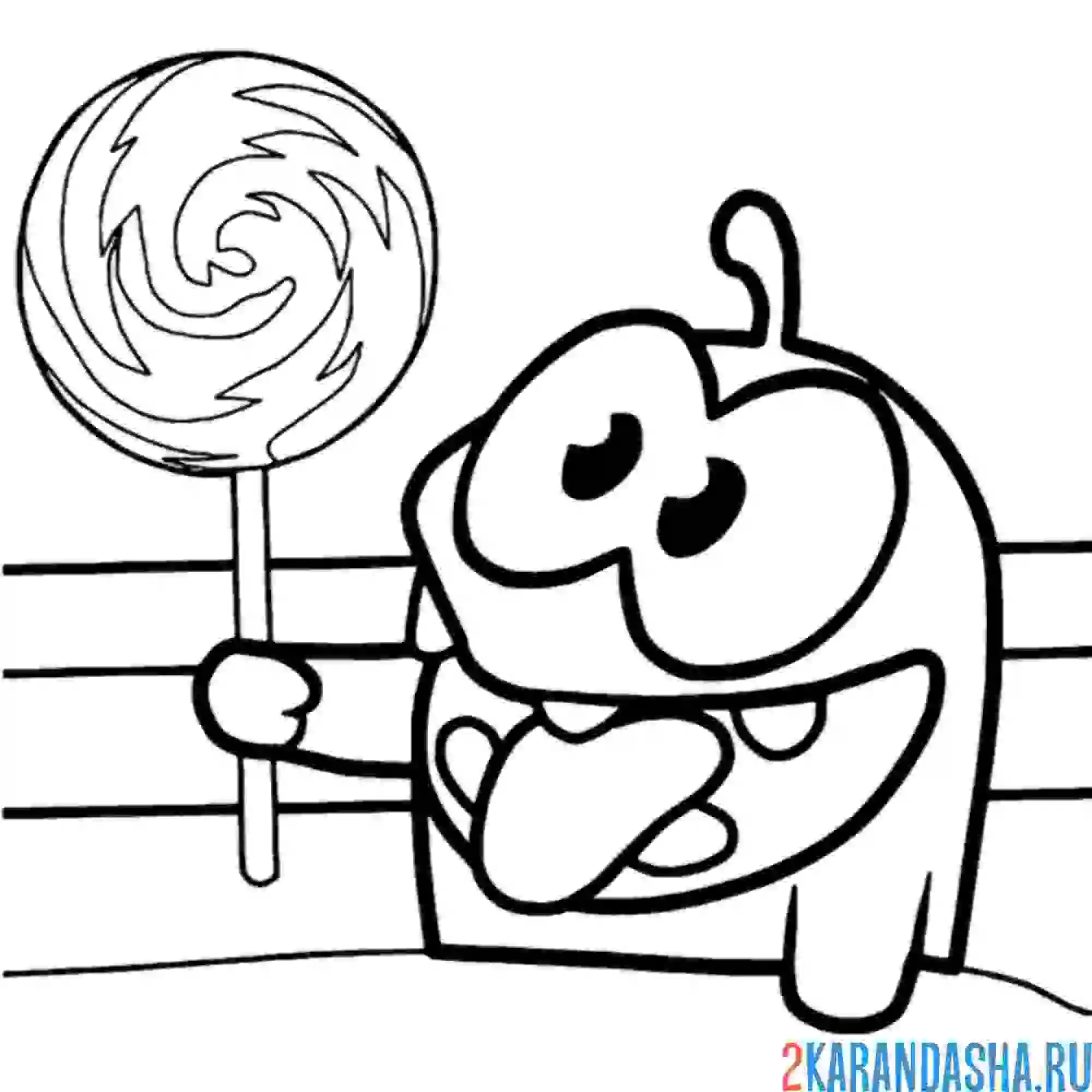 Om nom раскраска