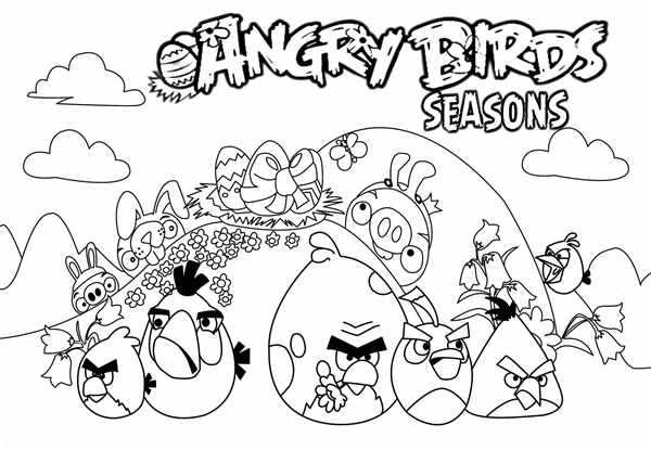 Раскраска Angry Birds Веселые Игры для Взрослых и Детей