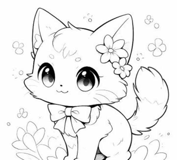 Раскраска котенок с бантиком