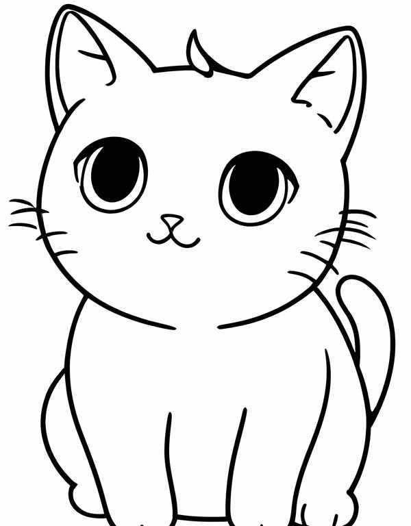 Раскраска Аниме Котята и Сердечки