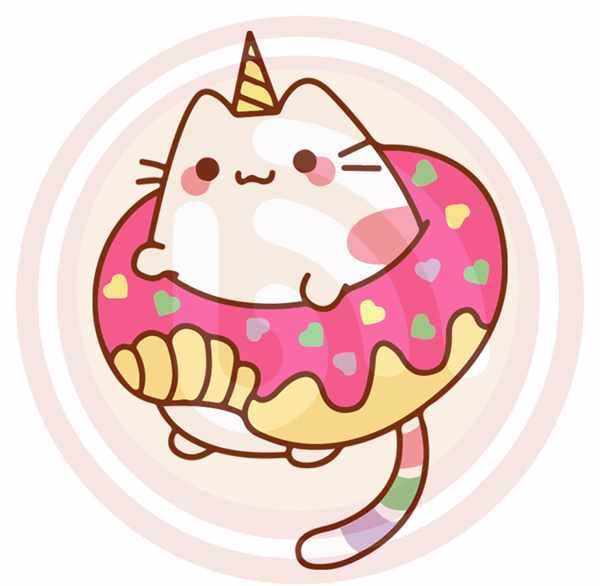 Раскраска Аниме Котёнок В Пончике