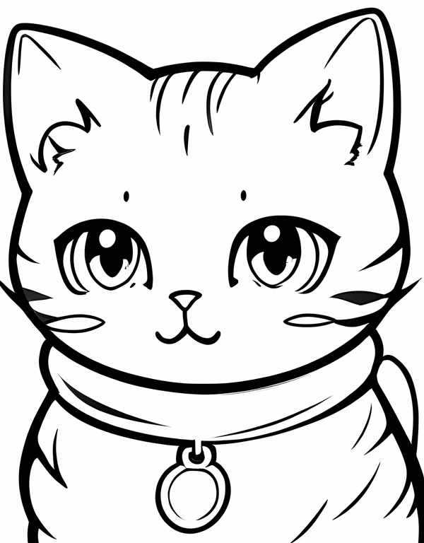 Котенок с сердечком раскраска