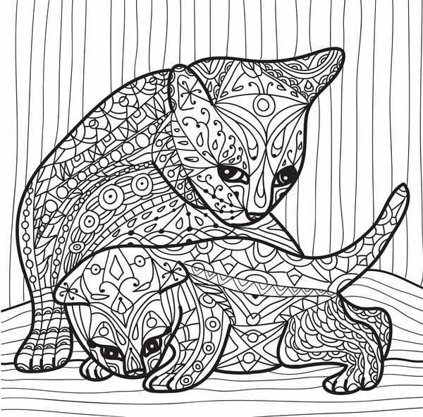 Раскраски котики сложные