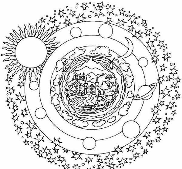 Луна и звезды раскраска