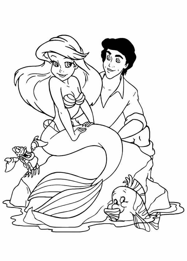 Раскраска принцессы Disney Ариель