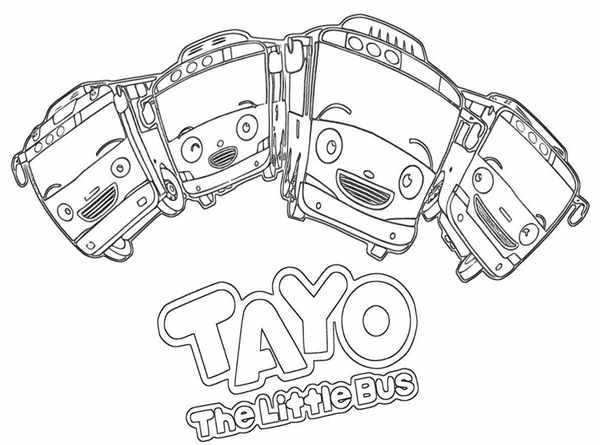 Автобус Тайо мультфильм раскраска