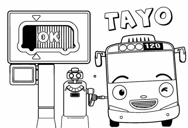 Автобус Тайо мультфильм раскраска