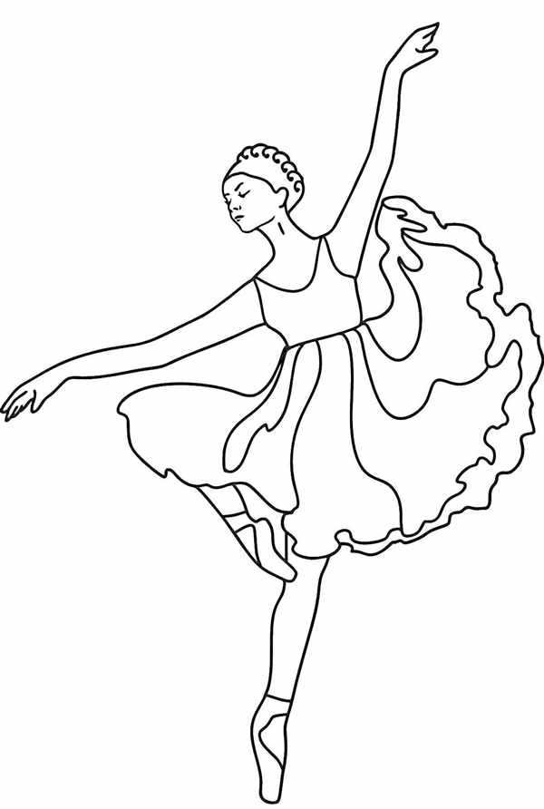 Раскраска Балерина и Цветочки