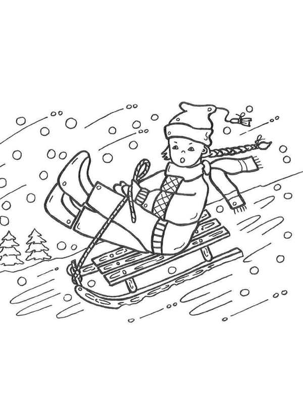 Мальчик на санках рисунок