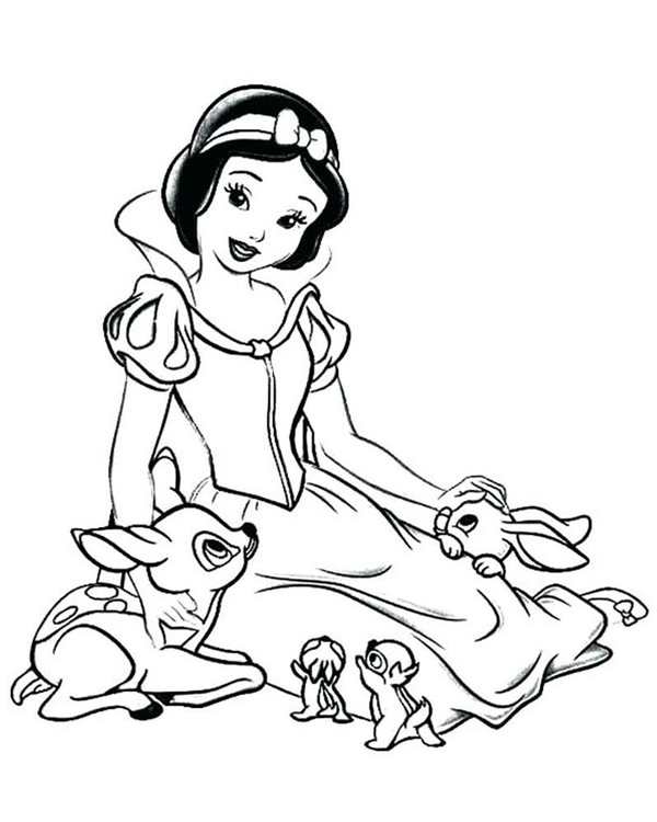 Раскраска принцессы Disney Белоснежка и семь гномов