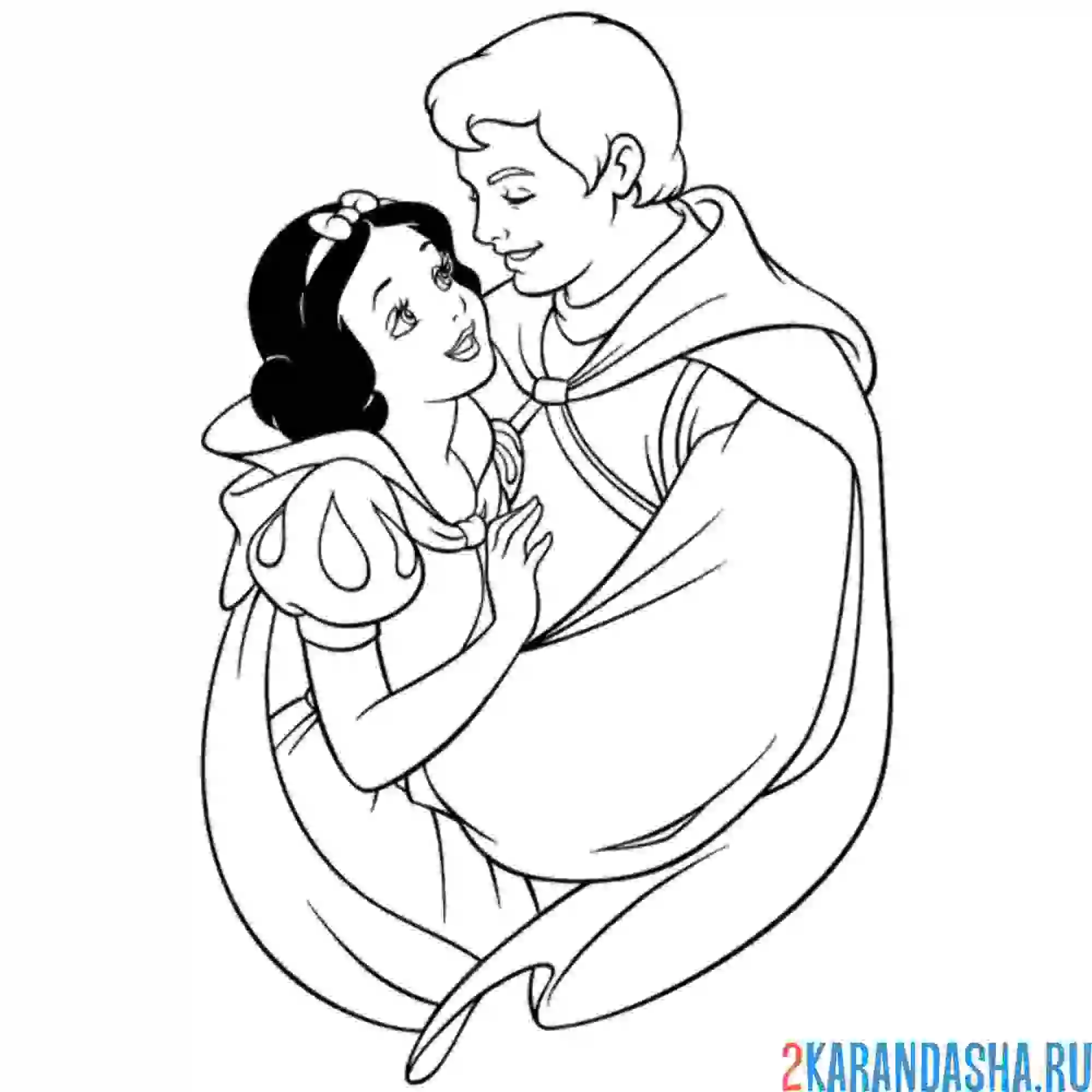 Раскраска Белоснежка и семь гномов