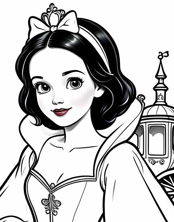 Раскраска принцессы Disney Белоснежка и семь гномов