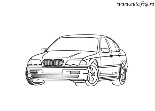 Раскраска BMW сзади детали модели в цветах и форматах для детей и взрослых
