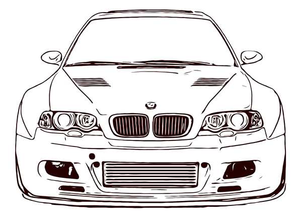 Раскраска BMW сзади детали модели в цветах и форматах для детей и взрослых
