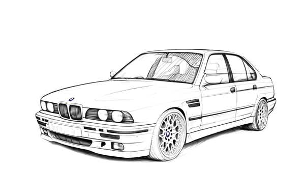 Раскраска BMW сзади детали модели в цветах и форматах для детей и взрослых