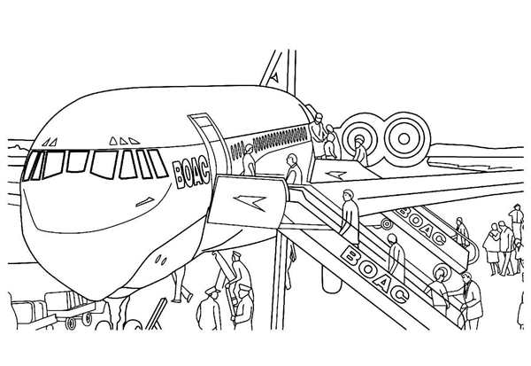 Раскраска Boeing 747 Взлёт в Ярких Знаменательных Цветах