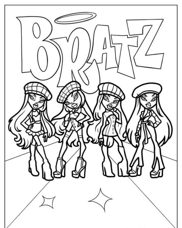 Раскраска Bratz Цветочная Аллея для Вечера Веселых Приключений