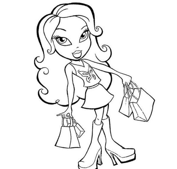 Раскраска Bratz Новые Ботфорты для Увлекательного Времени