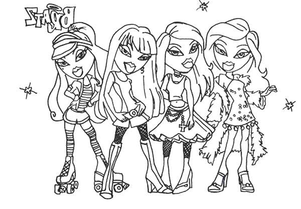 Раскраска Bratz Репетиция Танца