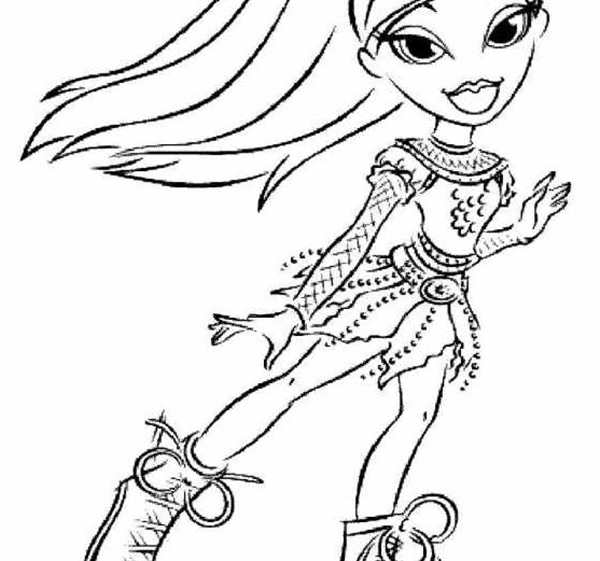 Раскраска Bratz в стиле футбольного поля