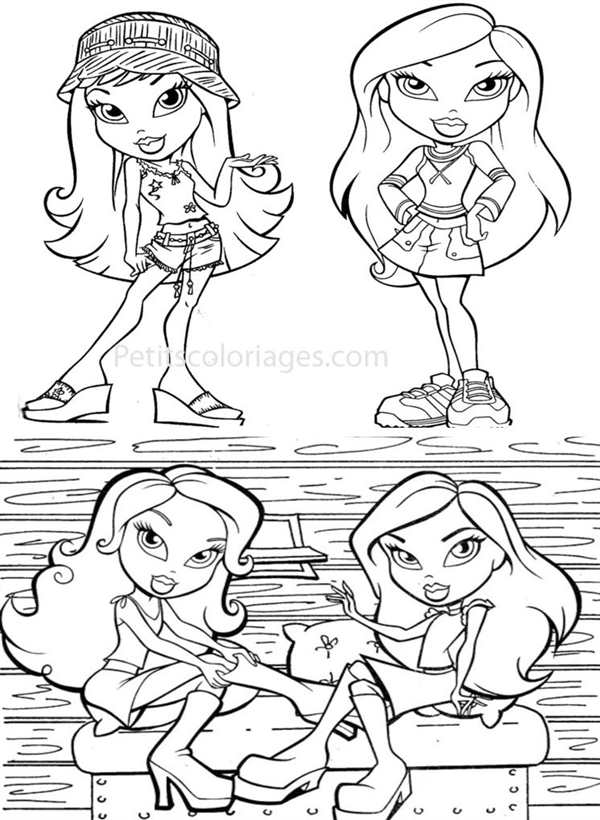 Раскраска Bratz в стиле футбольного поля