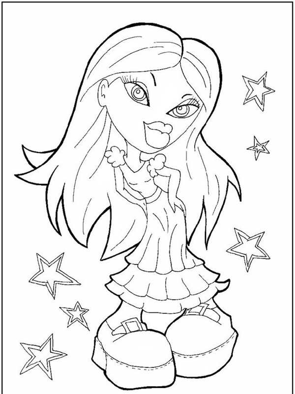 Раскраска Bratz в стиле футбольного поля