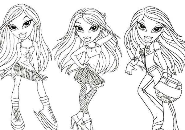 Раскраска Bratz Веселье на Роликах