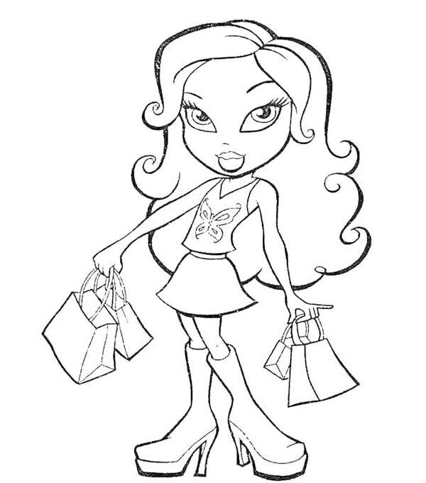 Раскраска Bratz Веселье на Высоких Каблуках