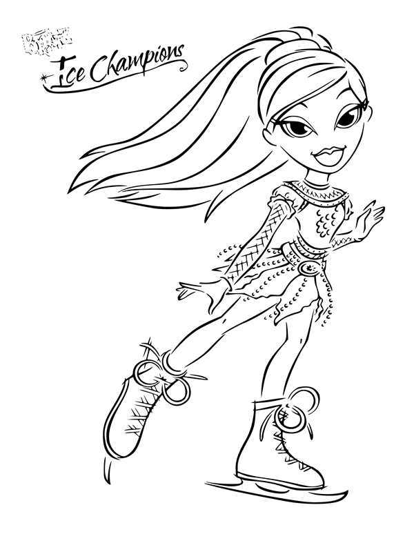 Раскраска Bratz веселые моменты на тренировке