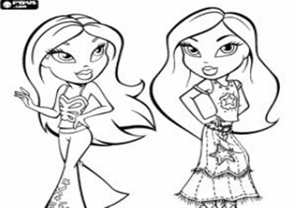 Раскраска Bratz веселые моменты на тренировке