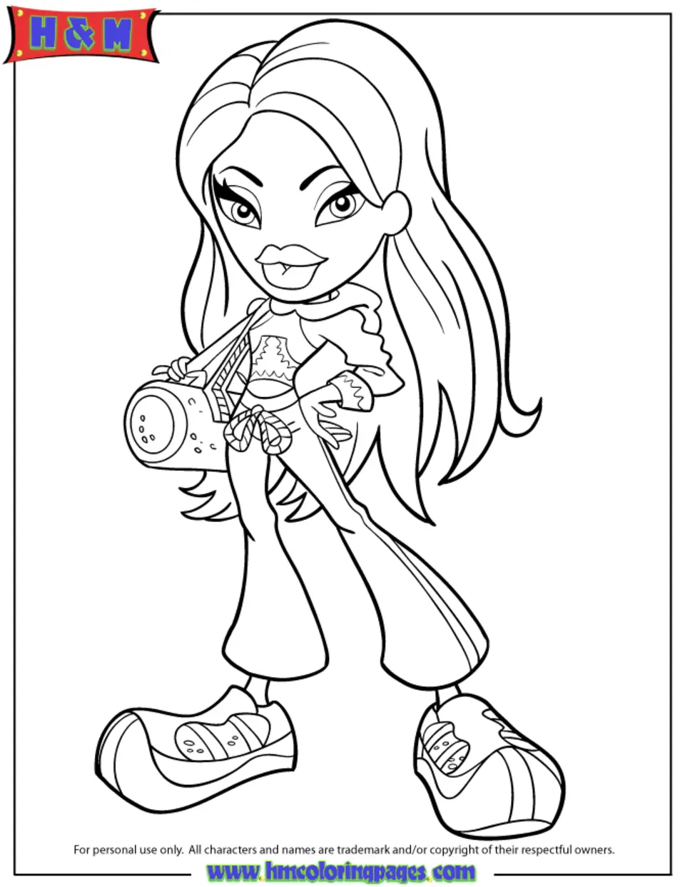 Раскраска Bratz веселые моменты на тренировке
