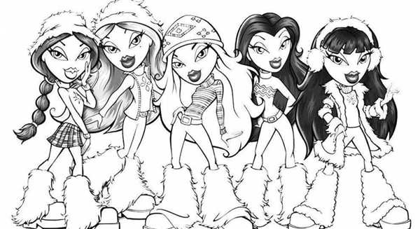 Раскраска Bratz Вместе с Губками Баржами
