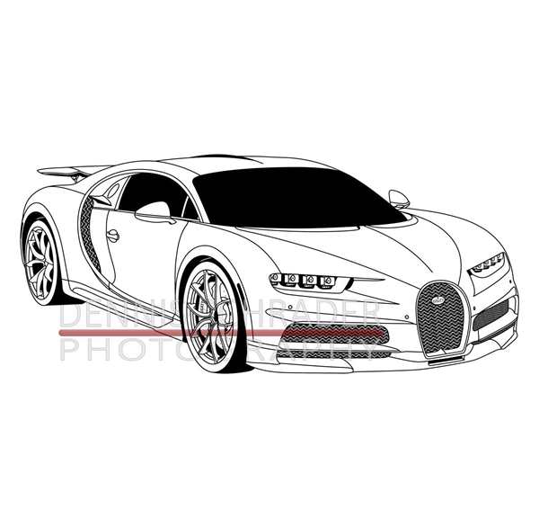 Раскраска Бугatti Chiron с видами на горы