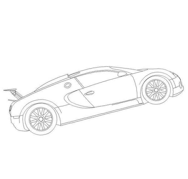 Раскраска Бугatti Chiron с видами на горы