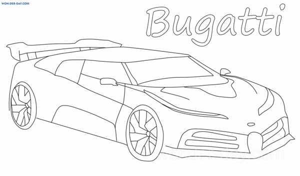 Раскраска Бугatti Chiron Трасса Вместе с Фантазией