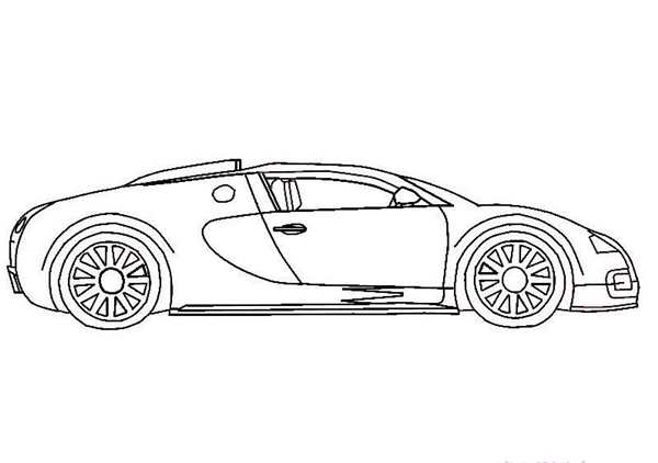 Раскраска Бугatti Chiron Вид сбоку