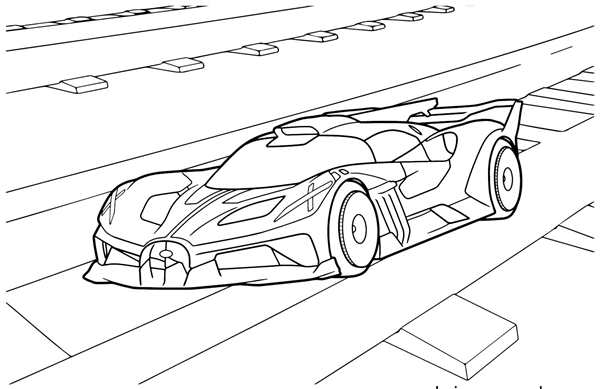 Раскраска Бугatti Chiron Вид сбоку