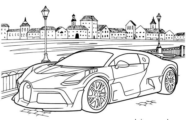 Раскраска Бугatti Chiron Вид сбоку