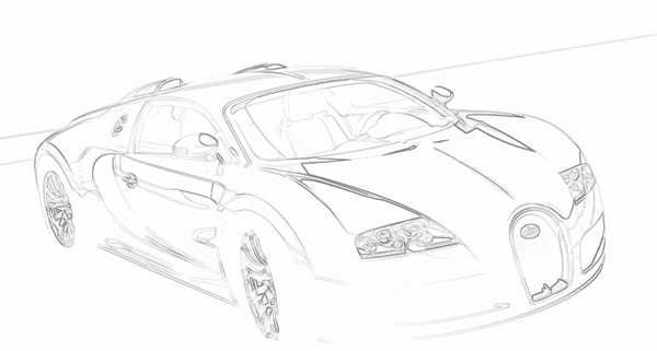 Раскраска Бугatti Veyron GTR Начни Рисовать