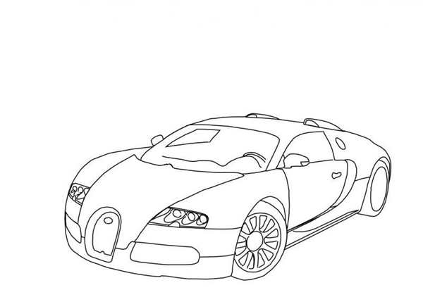 Раскраска Бугatti Veyron и пальм