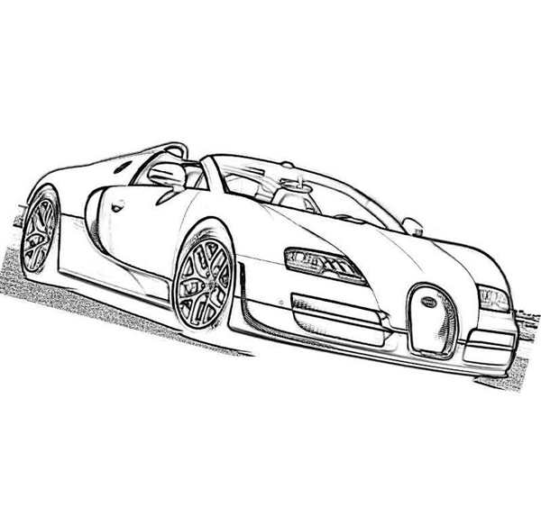 Раскраска Бугatti Veyron и пальм