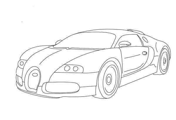 Раскраска Бугatti Veyron и пальм