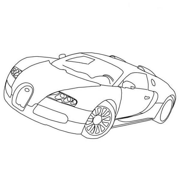 Раскраска Бугatti Veyron и пальм