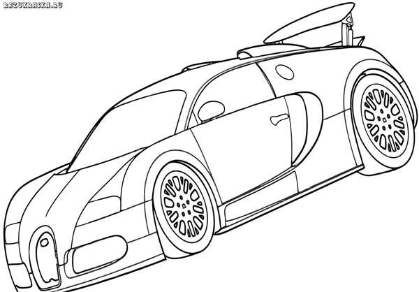 Раскраска Бугatti Veyron и пальм